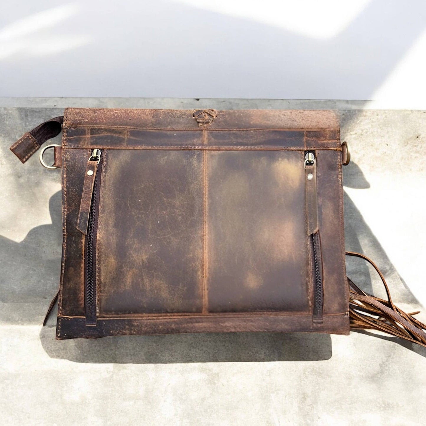 Cowhide and Fringe Crossbody Purse