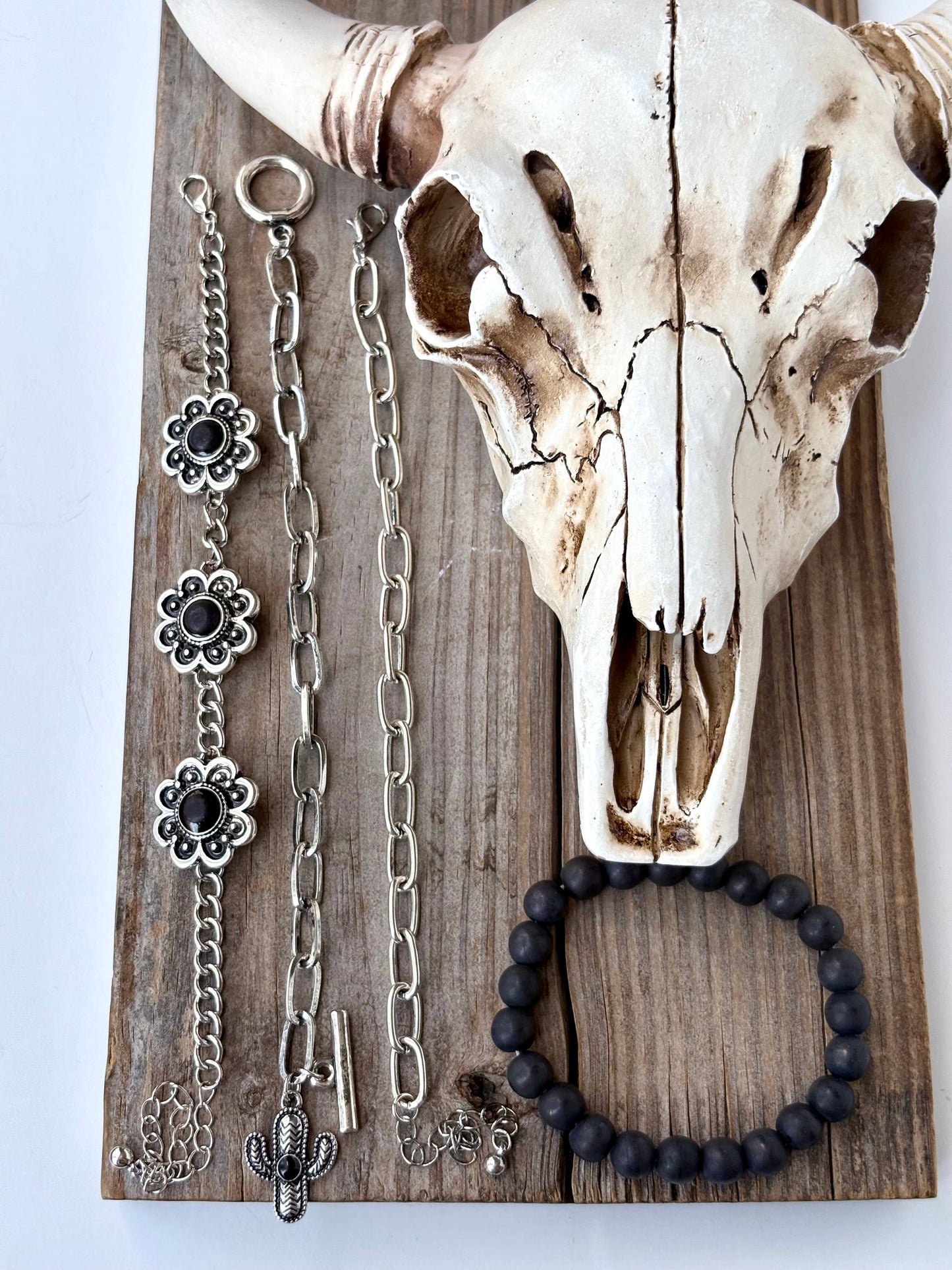 4pc Flower & Stone Bracelet