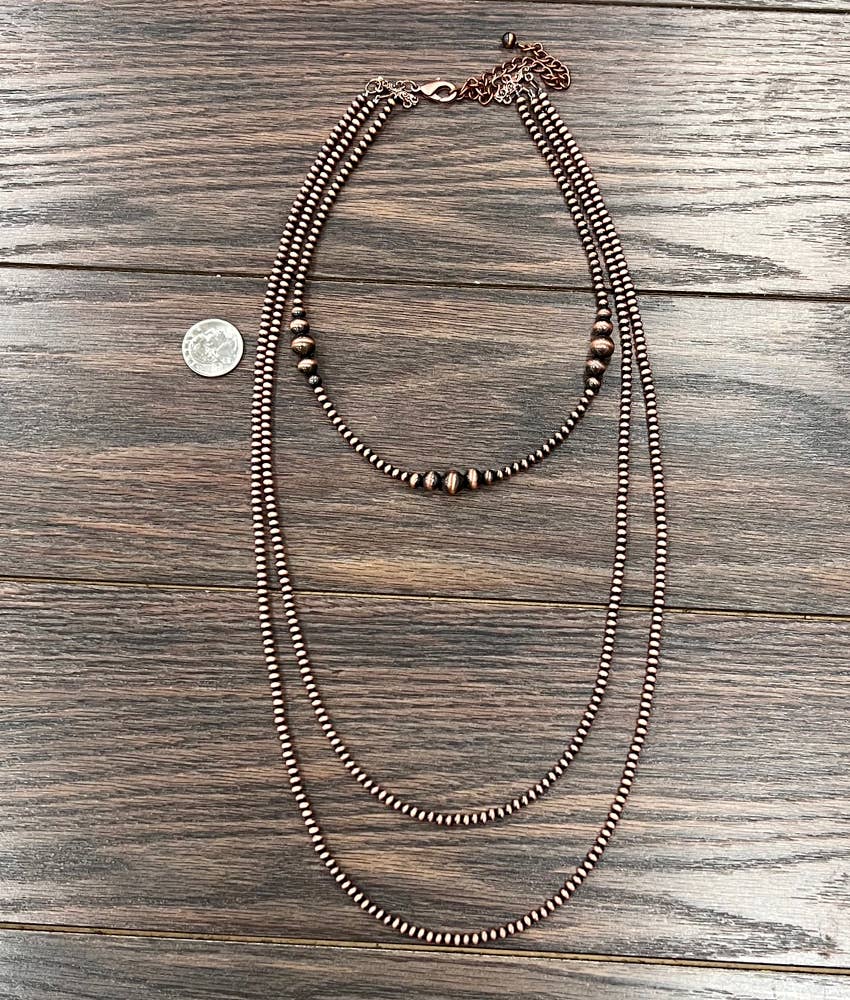 30" 3-strand Copper Navajo Pearl Necklace