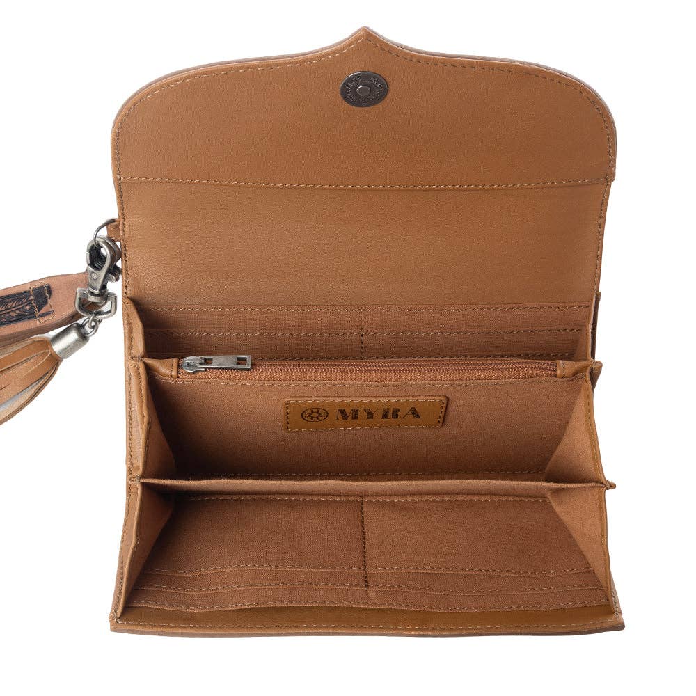 Myra Wildflower Story Handtooled Leather Wallet