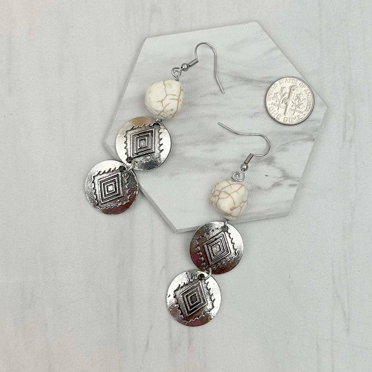 Silver with White Stone Earrings