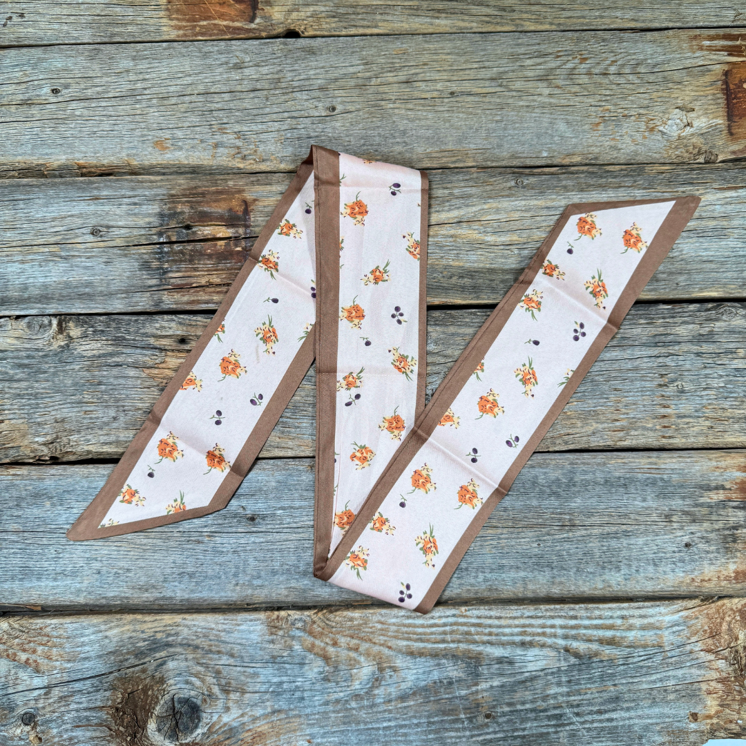 Pink and Tan Western Skinny Mini Wild Rag