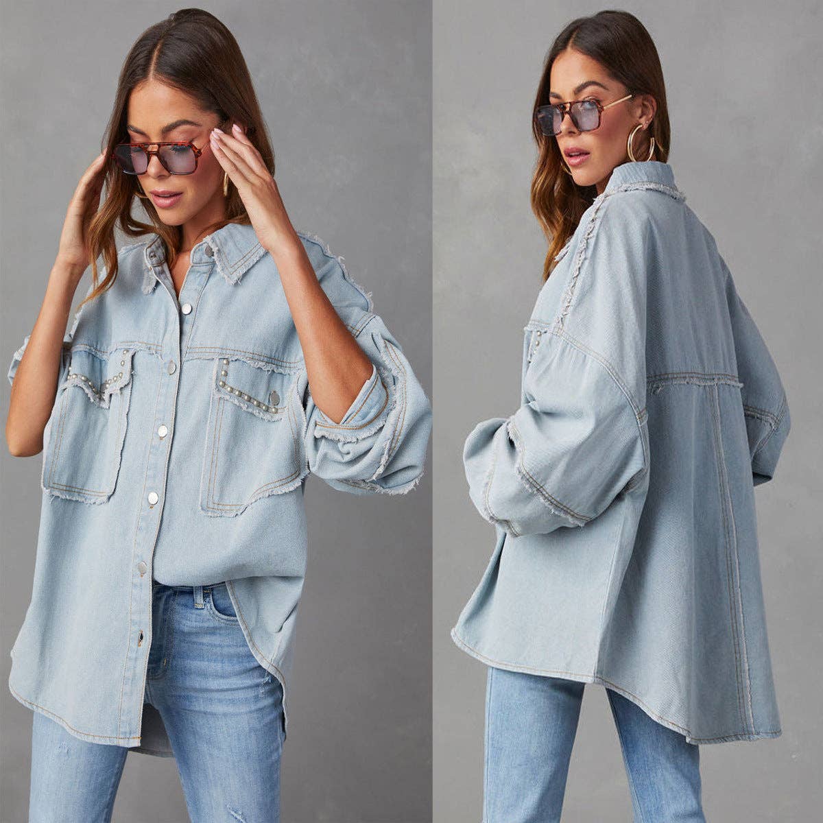 Denim Pockets Loose Shirt