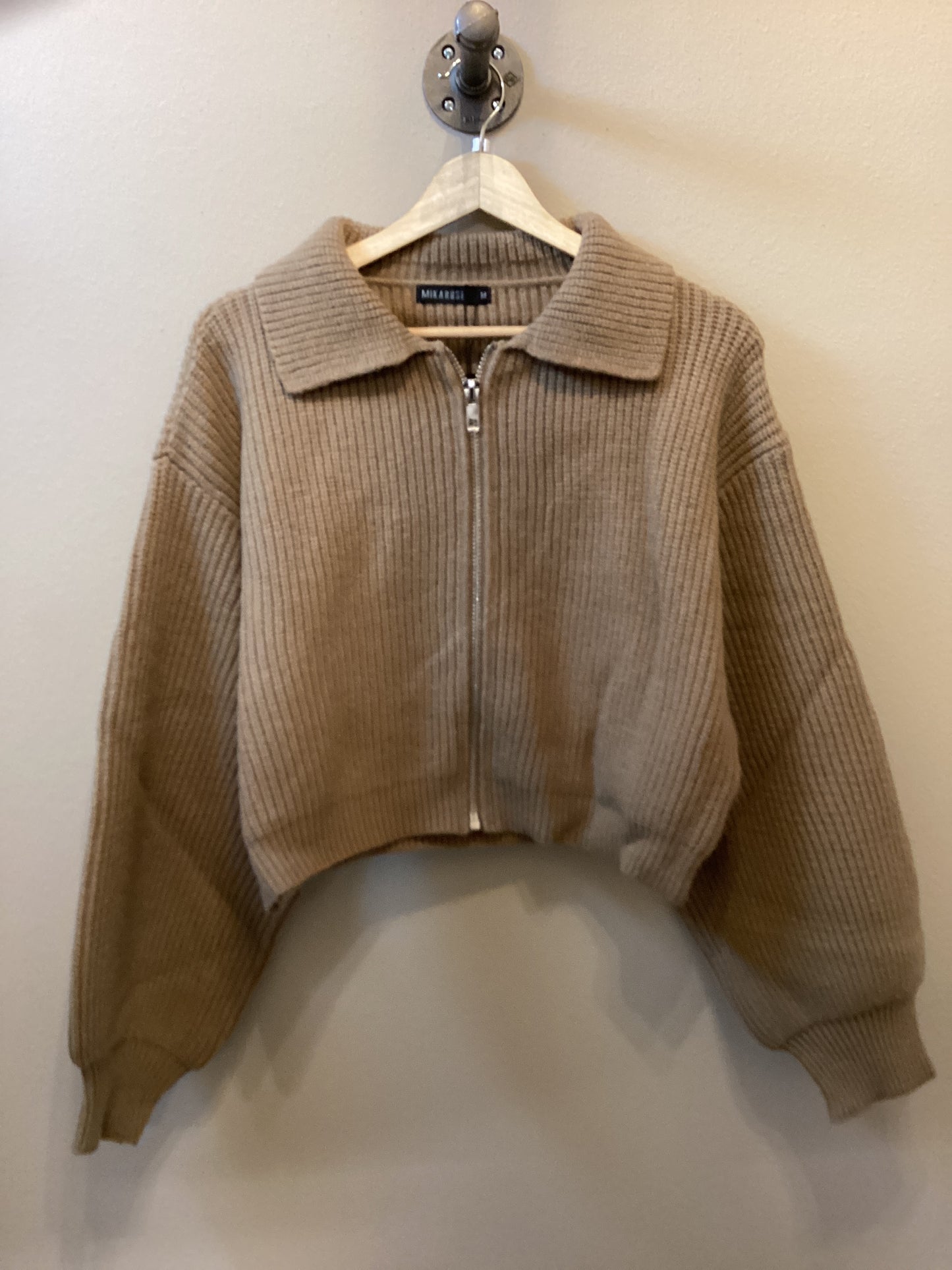 Crop Zipper Sweater in Cinder