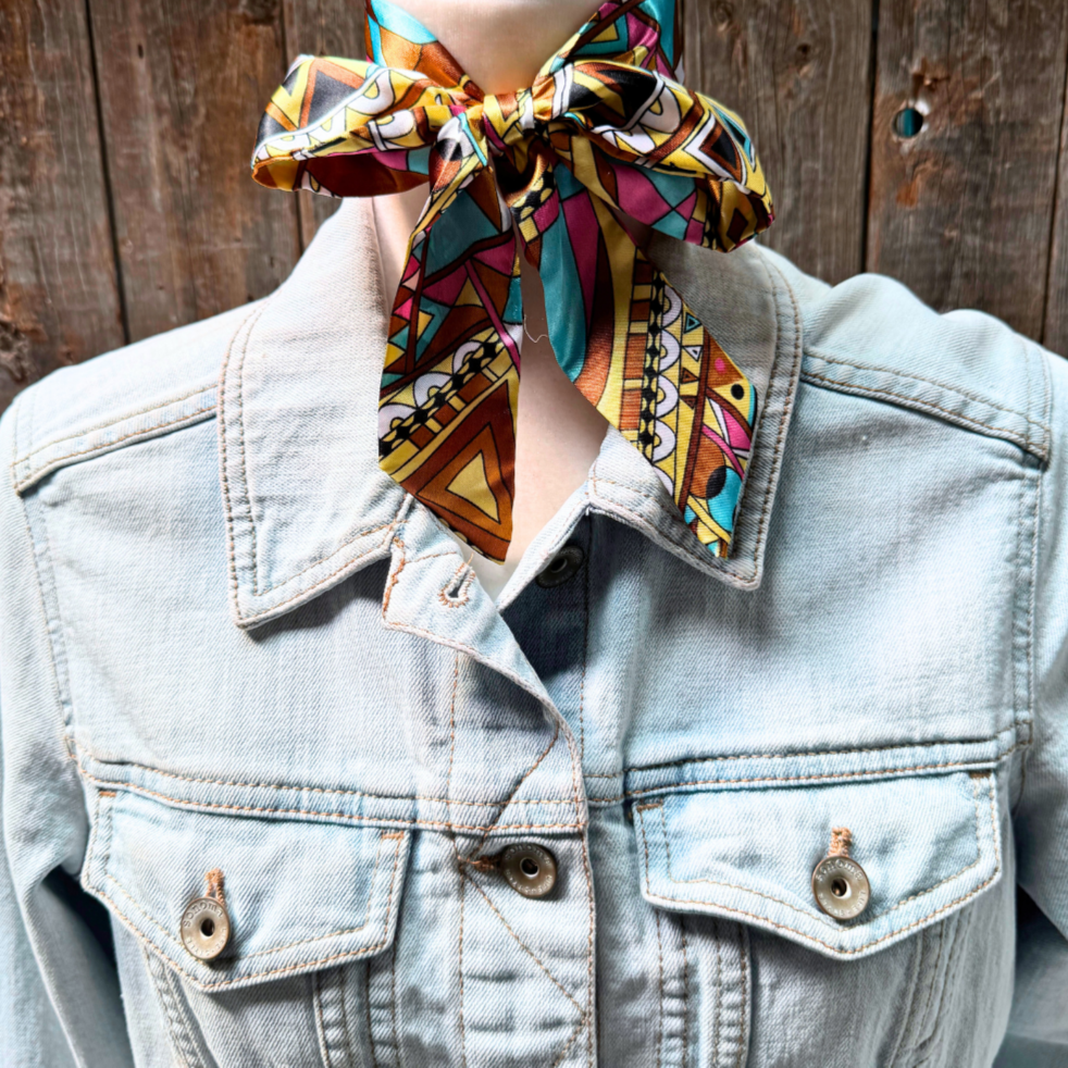 Brown and Yellow Western Skinny Mini Wild Rag