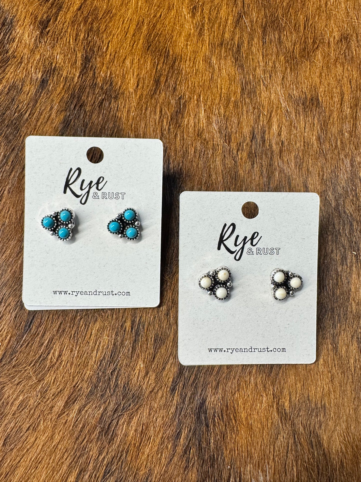 Western Triangle Stone Stud Earrings