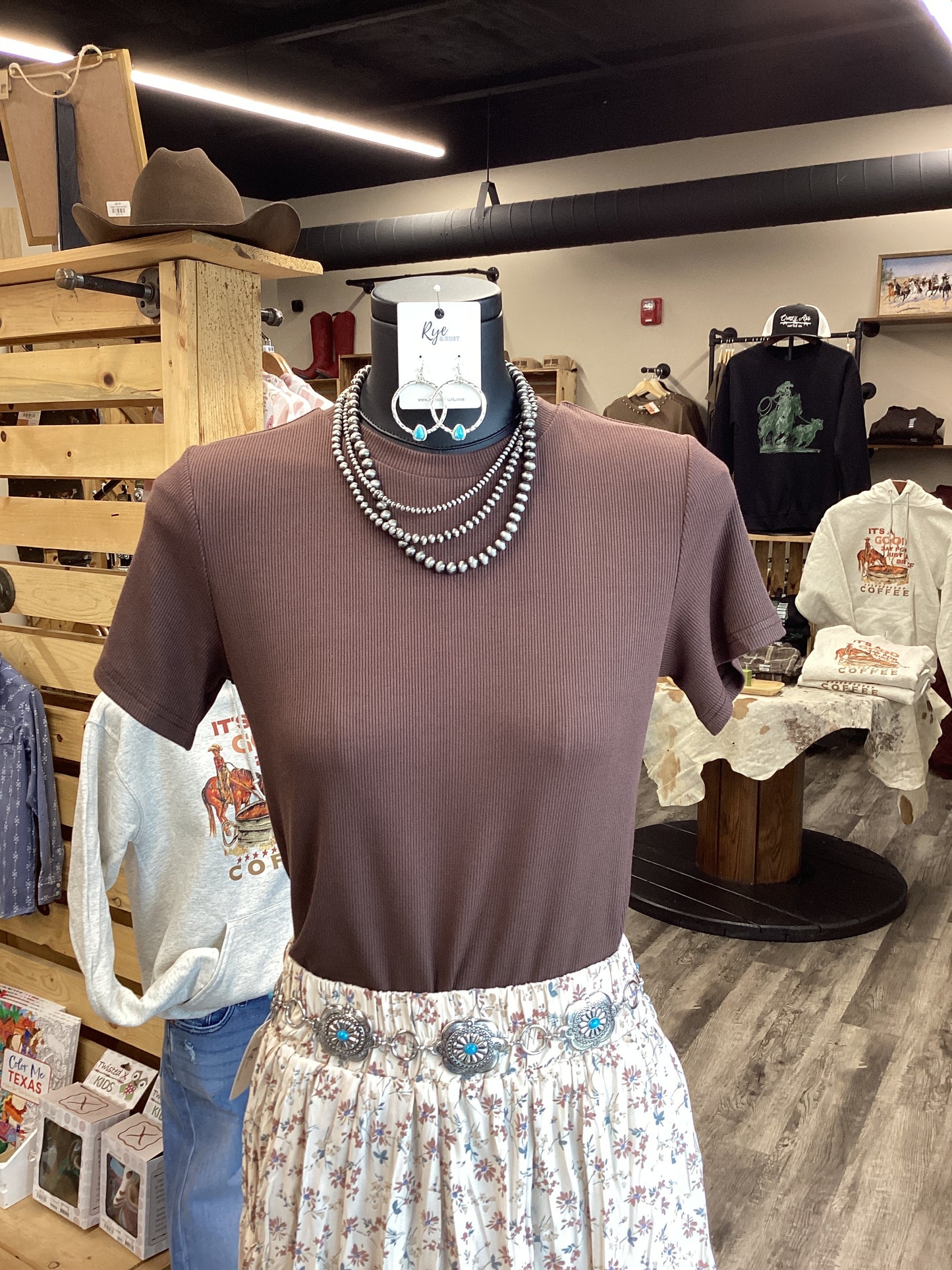 Ribbed Tee Truffle Brown