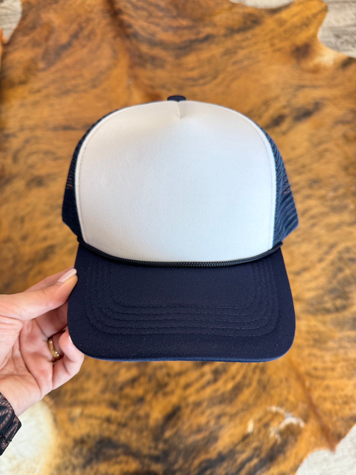 White & Navy Trucker Hat