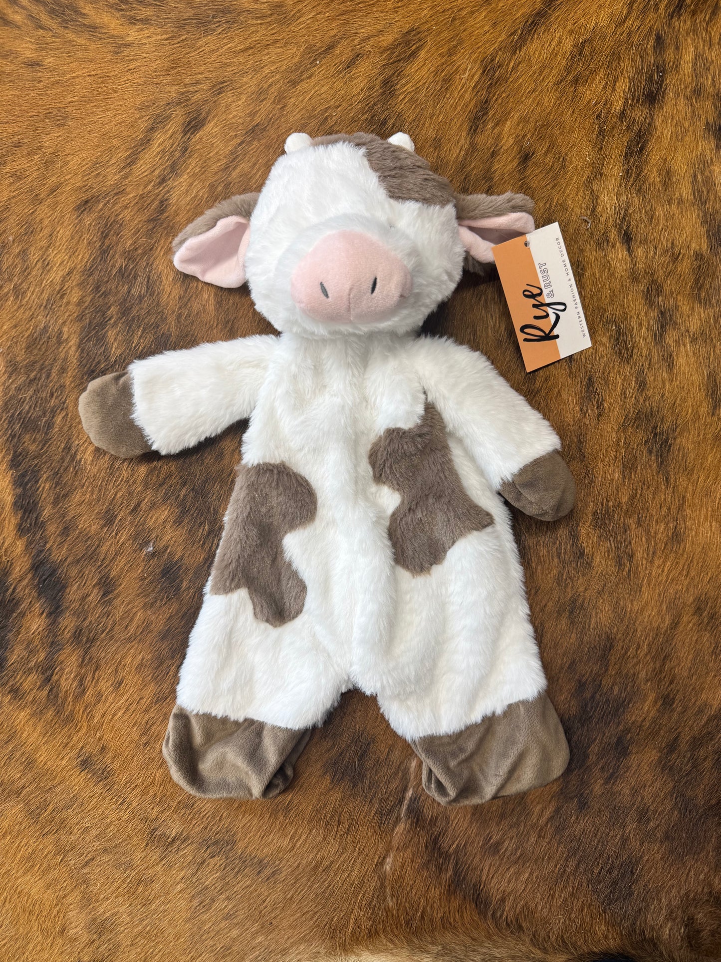 White & Brown Flat Cow Stuffie
