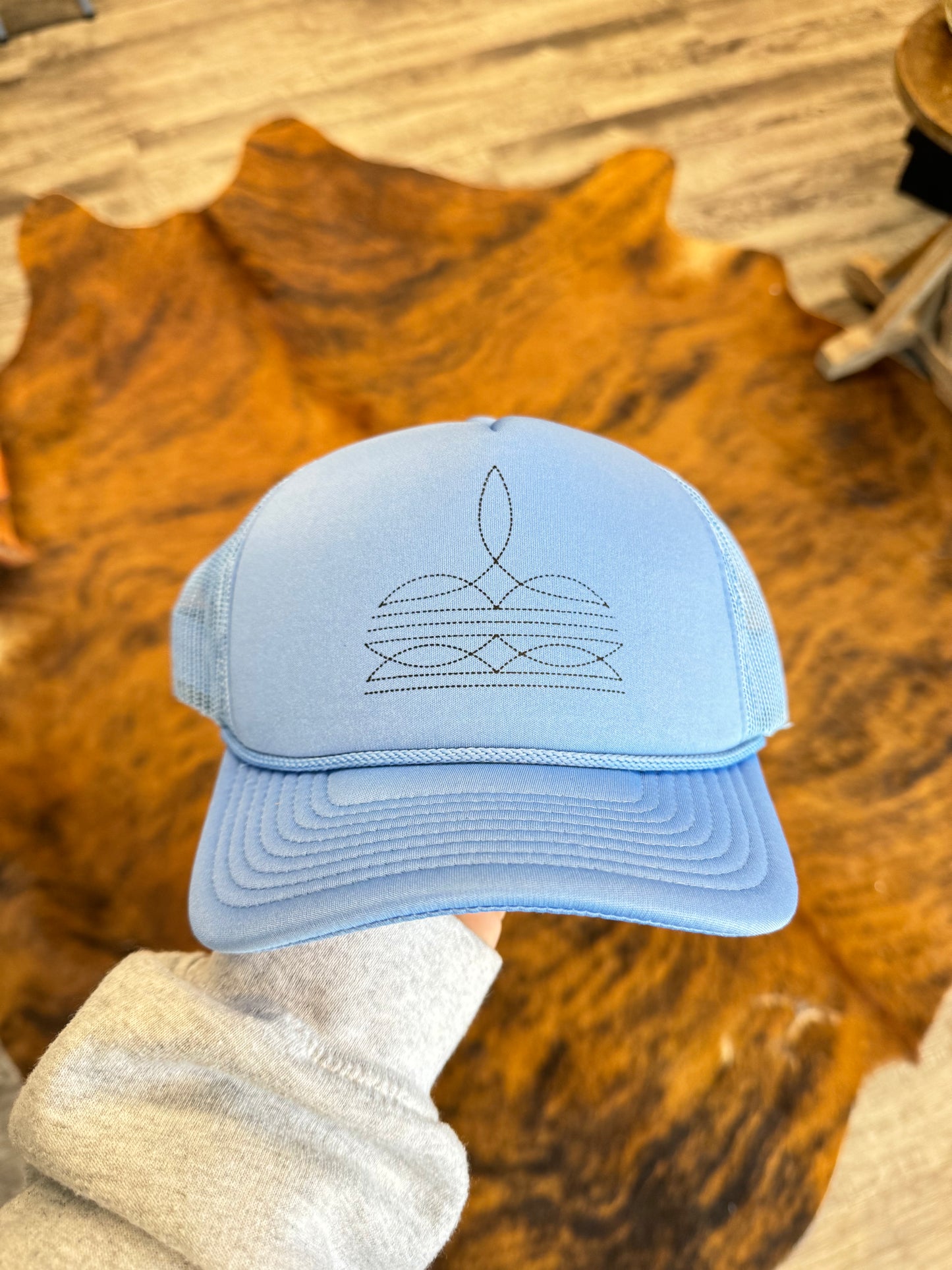 Light Blue Boot Stitch Hat