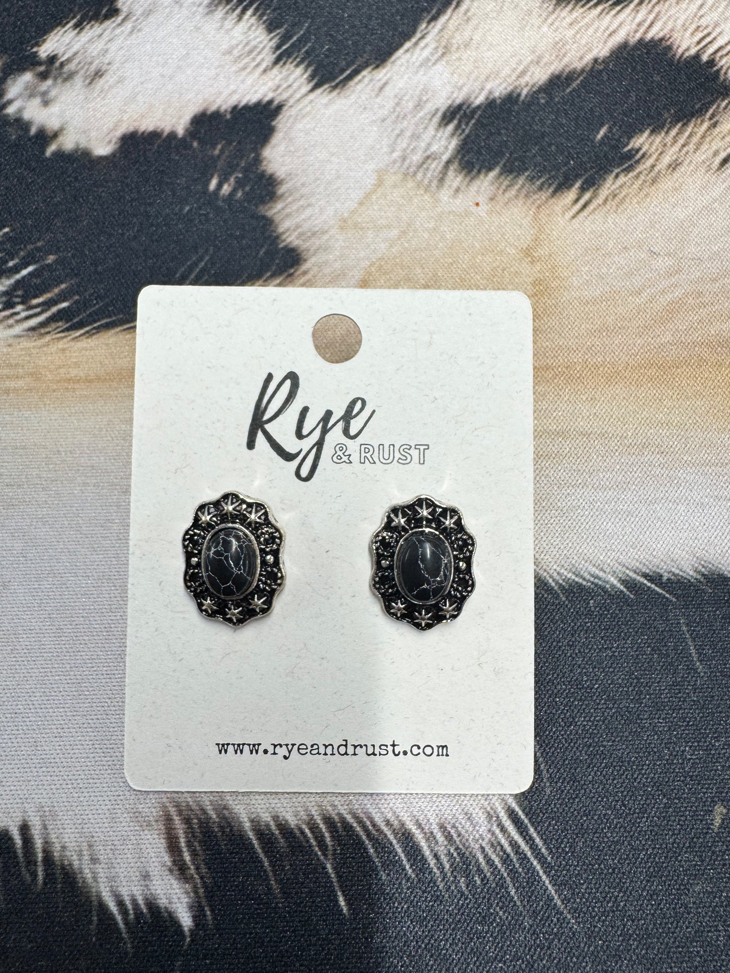 Decorative Oval Black Stud