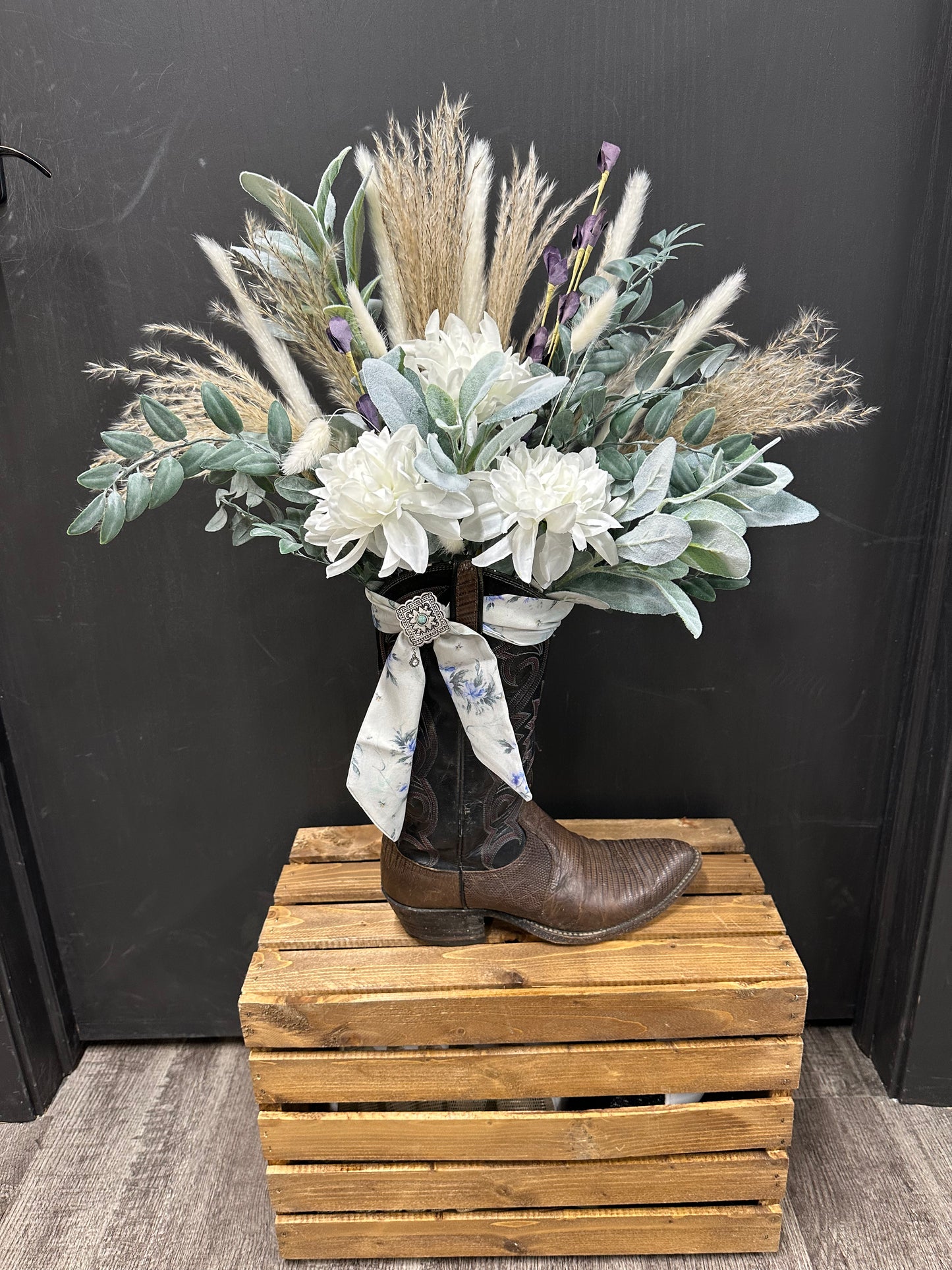 White Floral Cowboy Boot