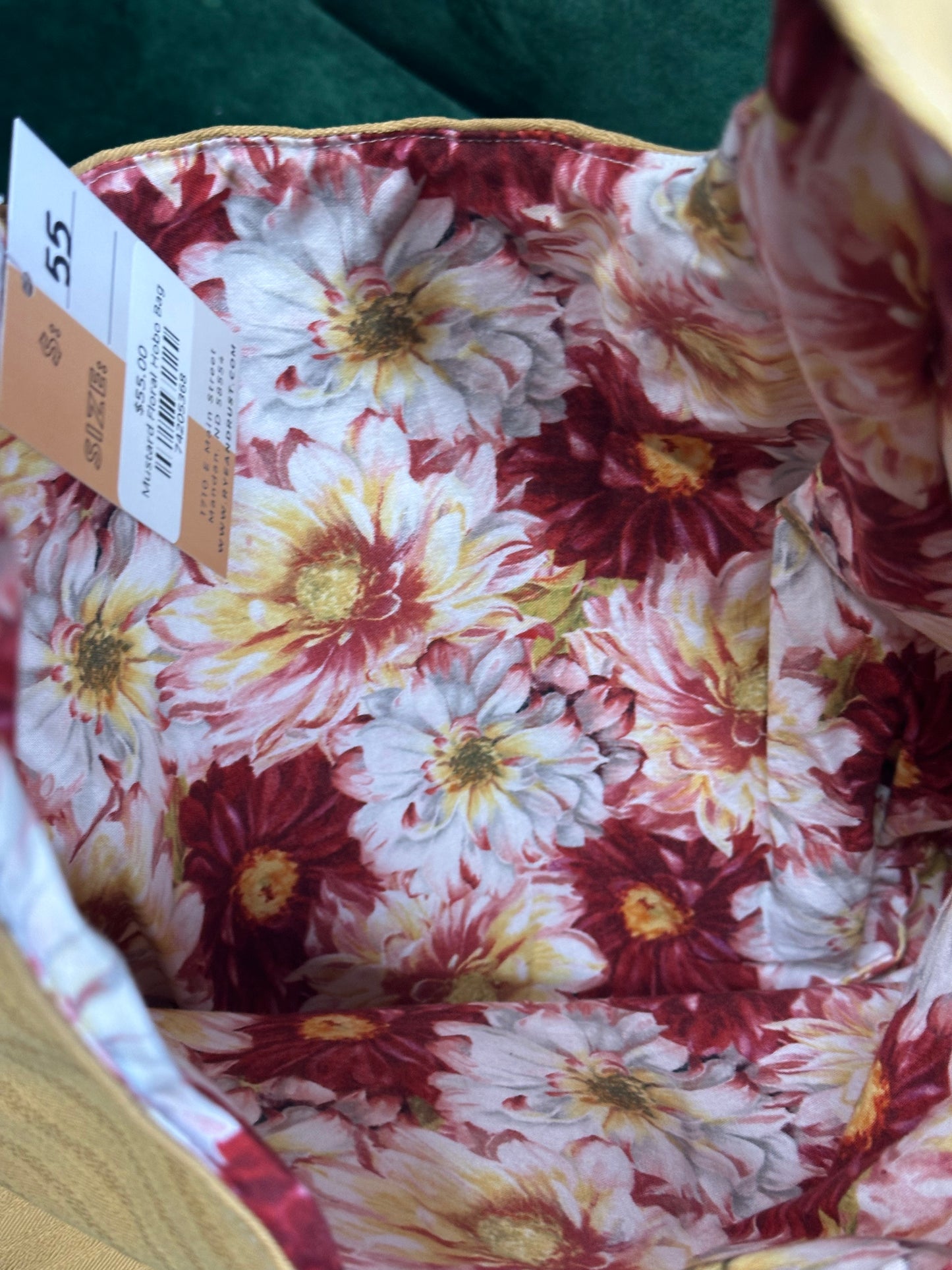 Mustard Floral Hobo Bag