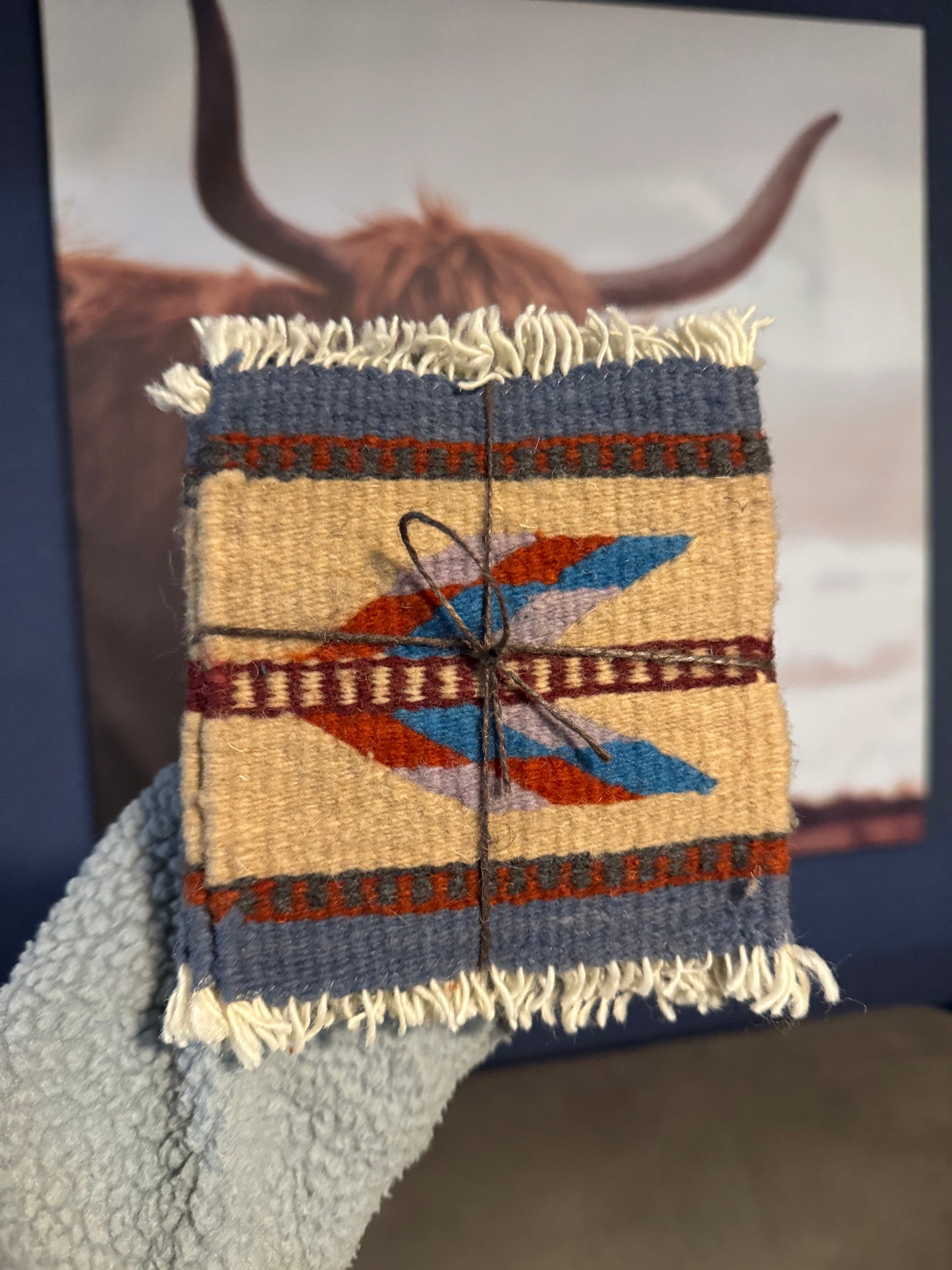 Mustard Aztec Rug Coasters