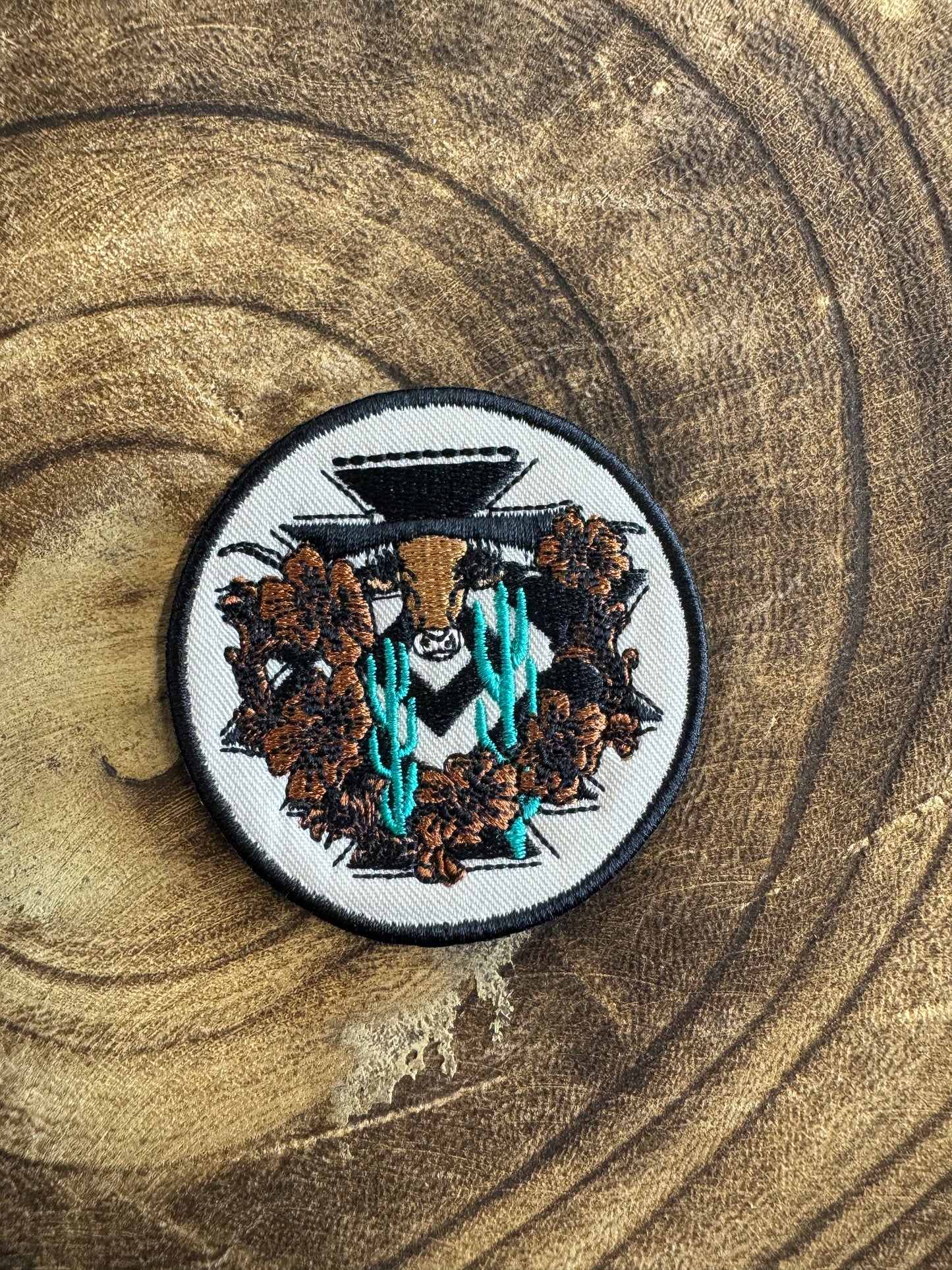 Longhorn Aztec Circle Patch