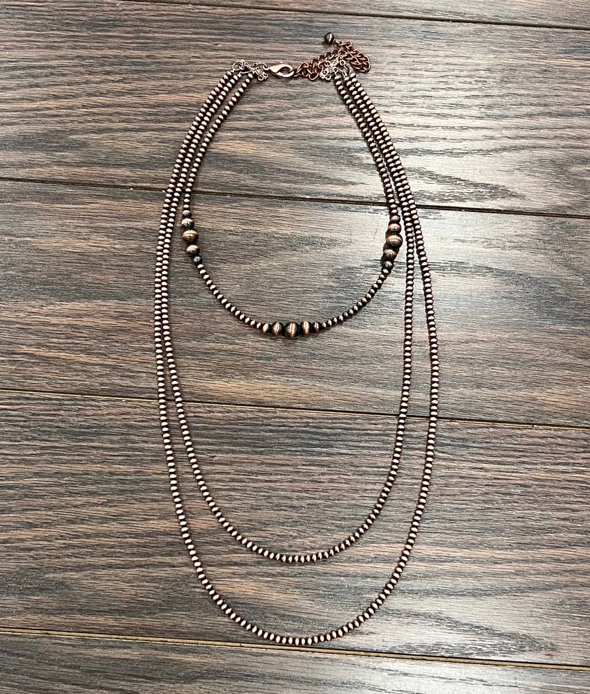 30" 3-strand Copper Navajo Pearl Necklace