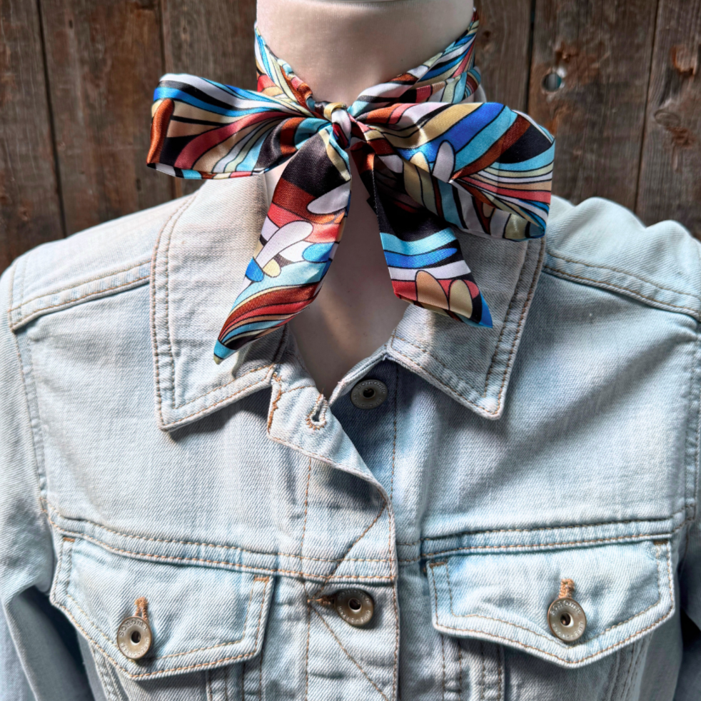 Blue and Brown Western Skinny Mini Wild Rag