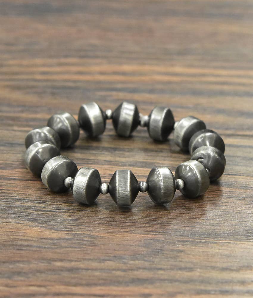 12mm Rondelle Navajo Bead Stretch Bracelet