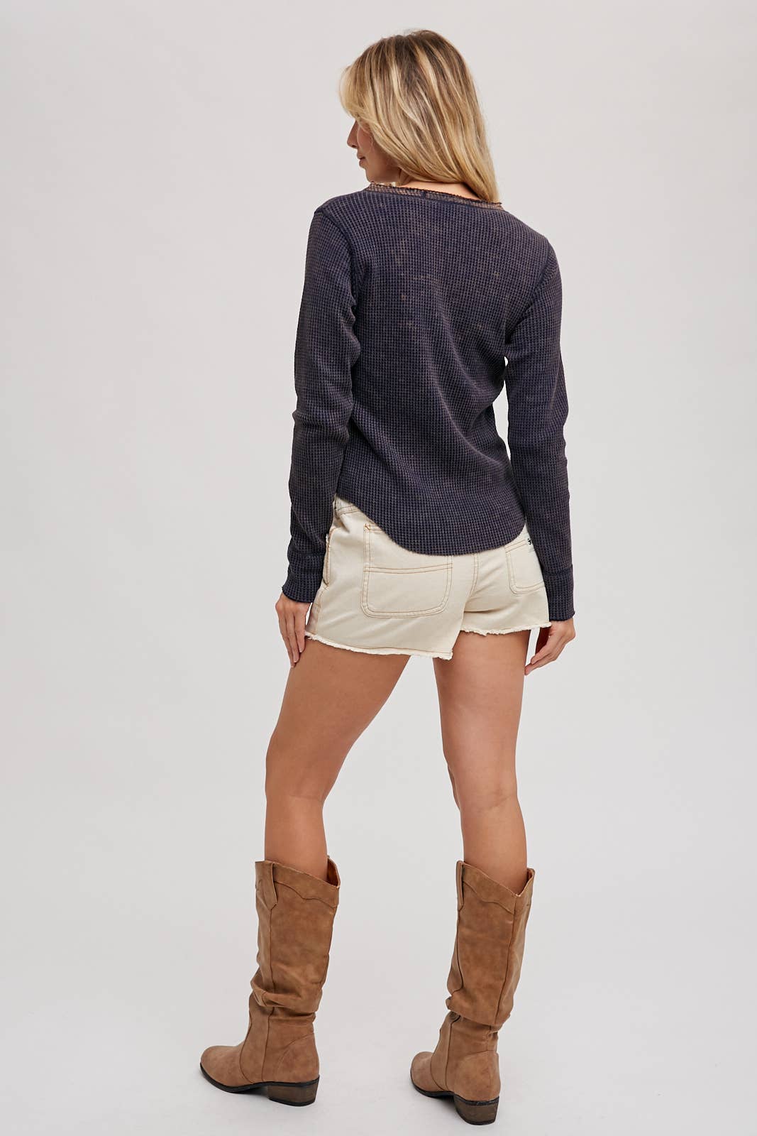 Mineral Washed Thermal Knit Top