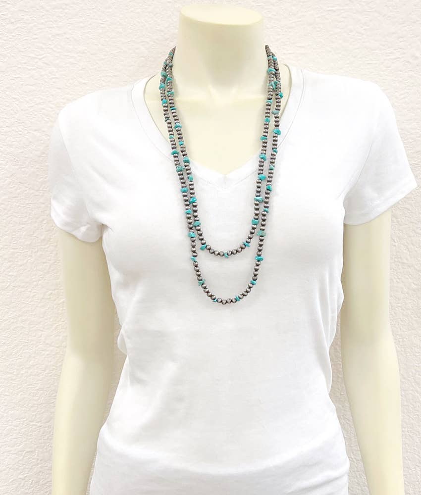 30" 2-strand 6mm Navajo, Chip Stone Necklace