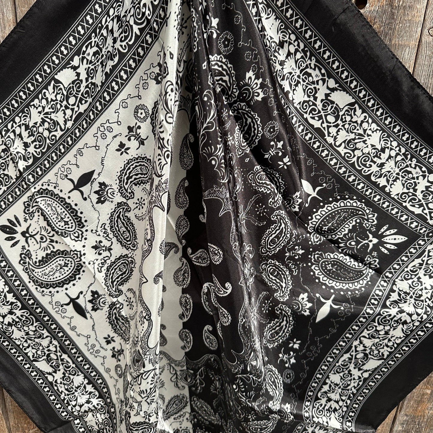 Black and White Paisley Wild Rag