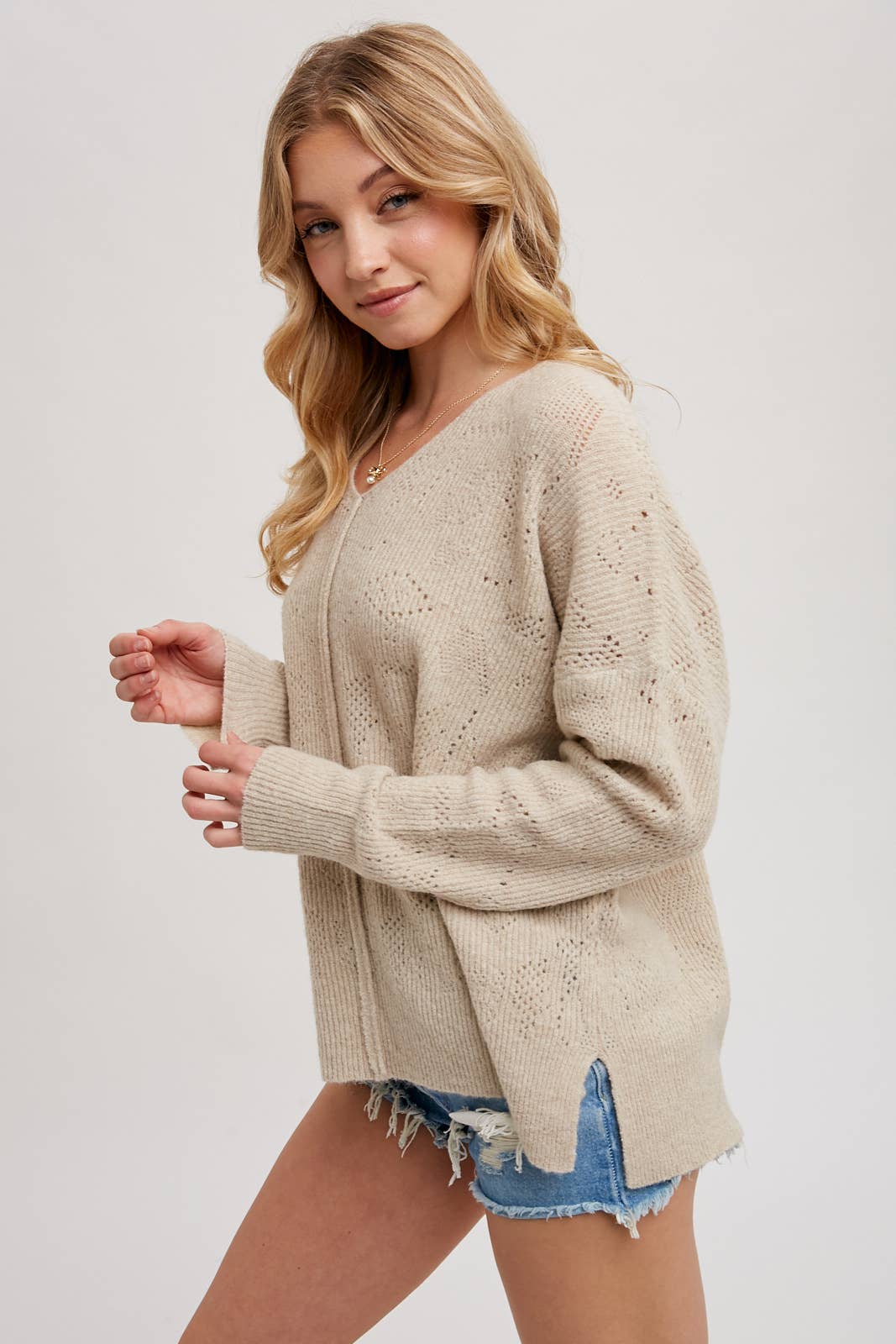 V-Neck Knit Sweater Pullover
