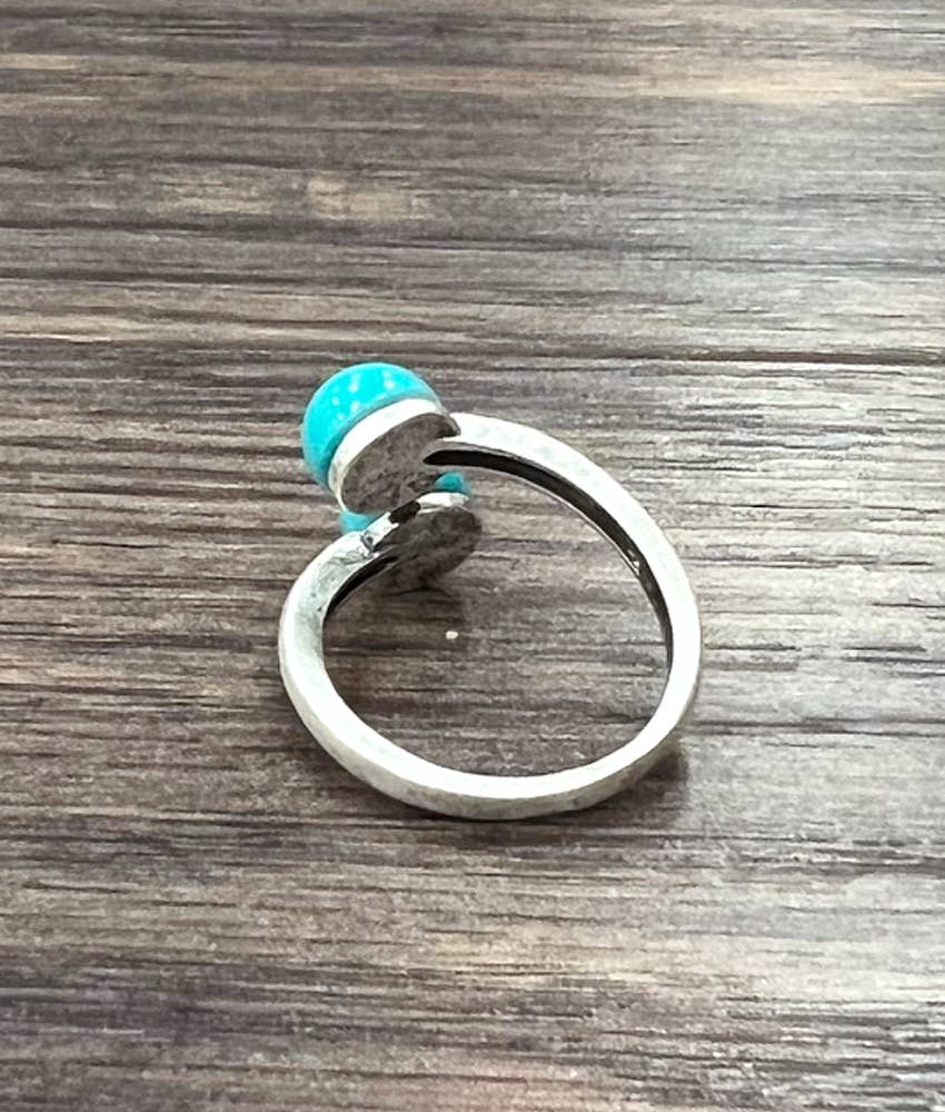 Round Turquoise, Brass Adjustable Rings