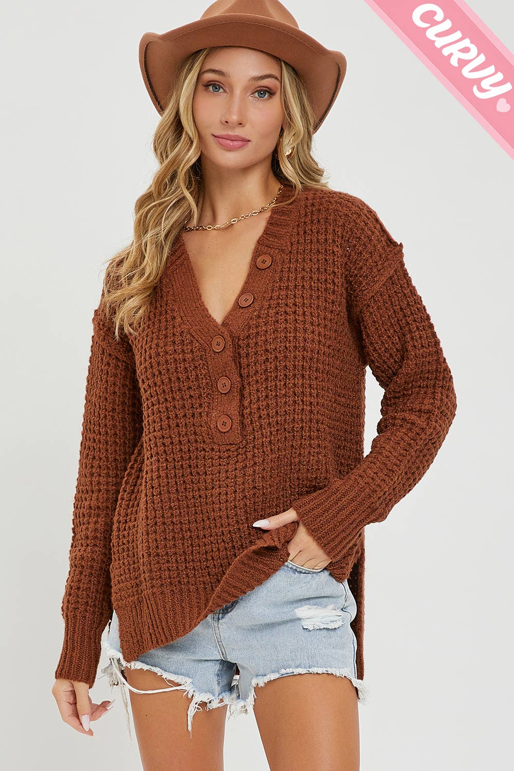 Waffle Camel Sweater