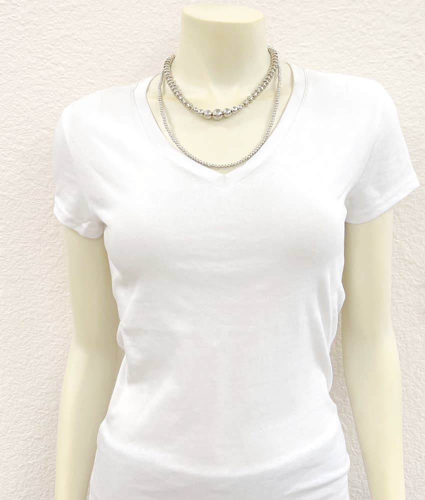 20" 2-strand Silver Navajo Bead Necklace