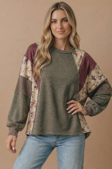 Mixed Patchwork Knit Top