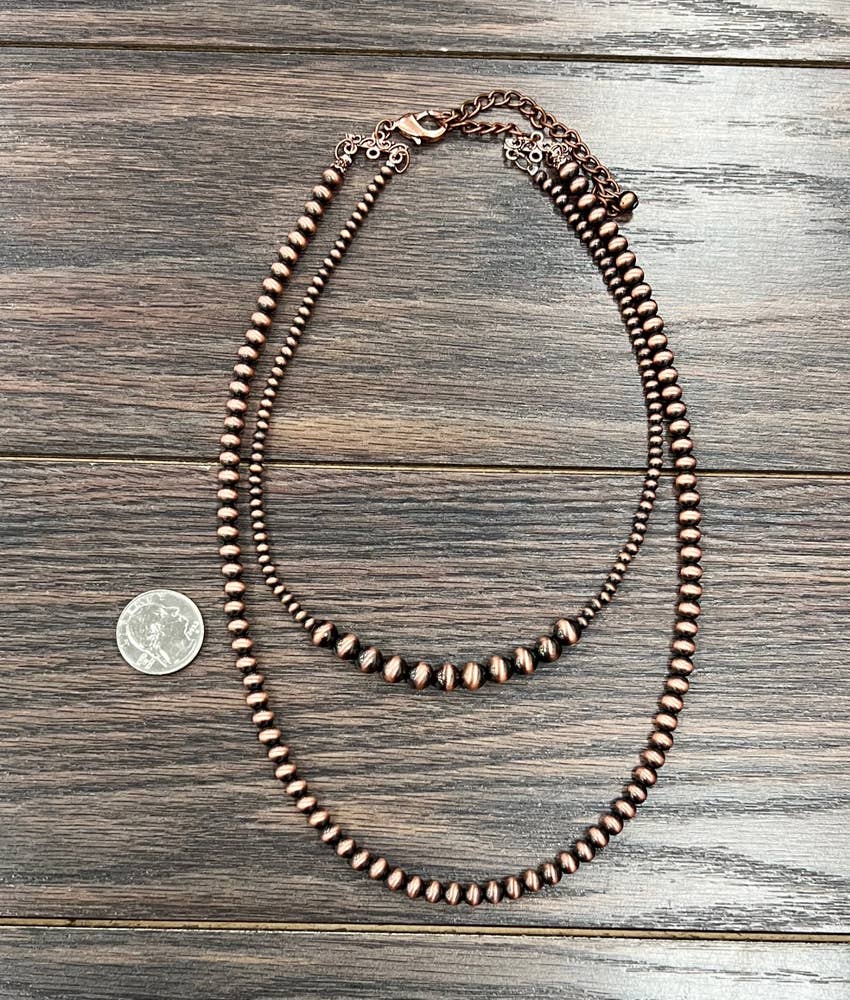 20" 2-strand Copper Navajo Bead Necklace