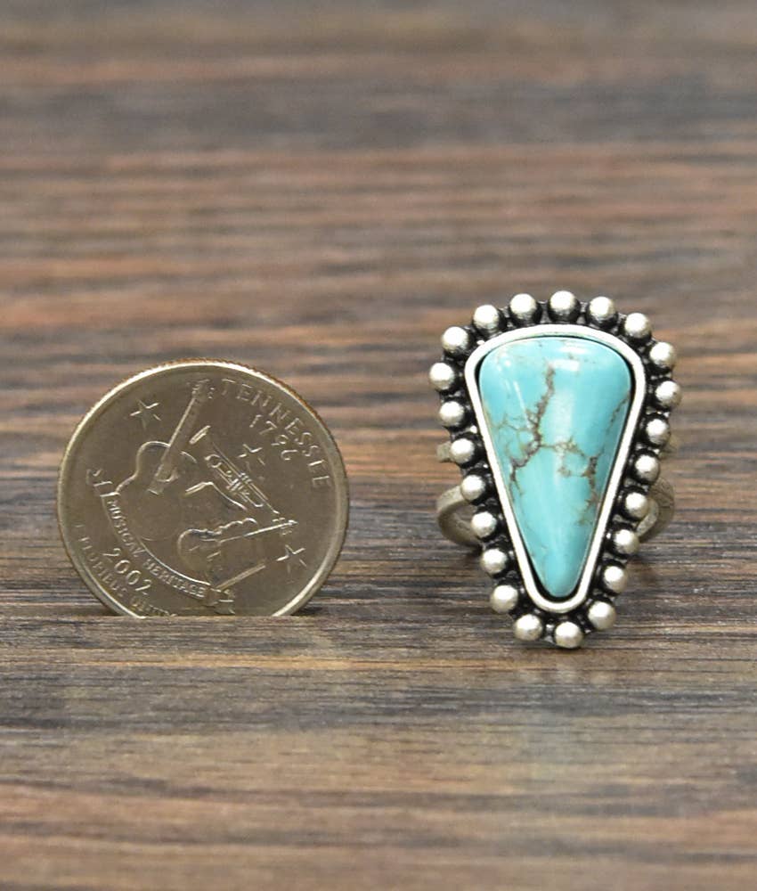 Turquoise Brass Adjustable Ring