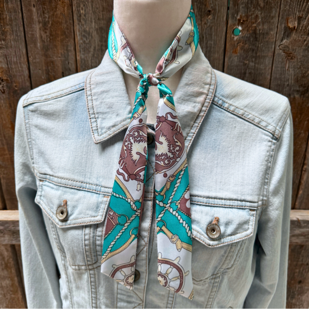 Turquoise Western Skinny Mini Wild Rag
