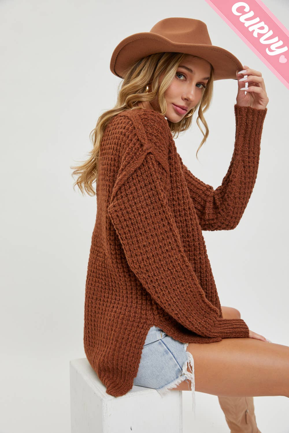 Waffle Camel Sweater