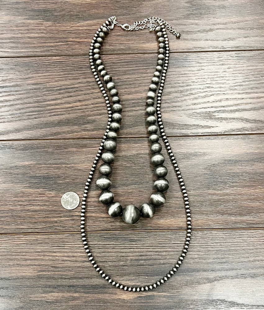 34" 2-strand Graduated Navajo Bead Necklace