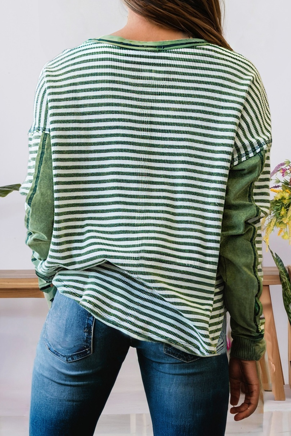 Striped Knit Drop Shoulder Top