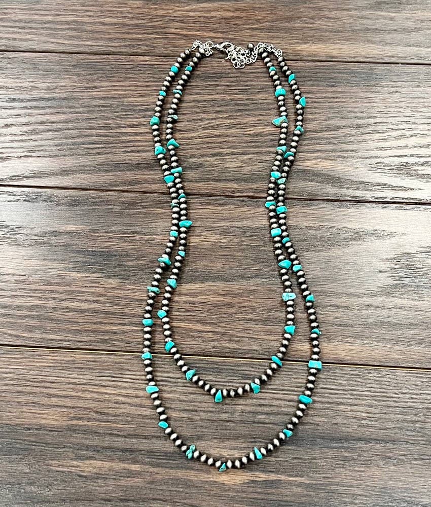 30" 2-strand 6mm Navajo, Chip Stone Necklace