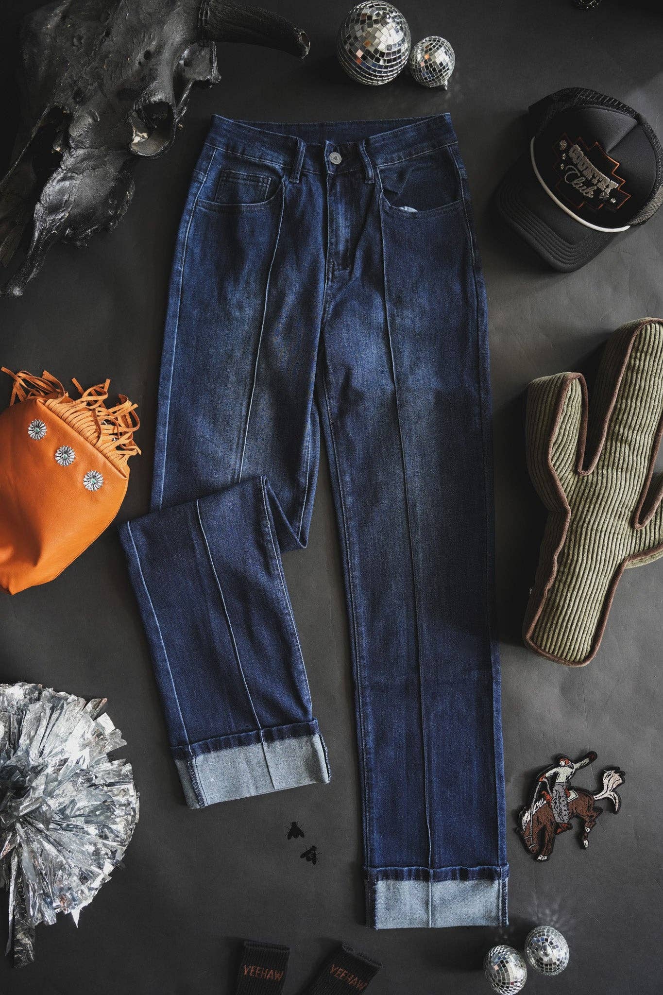 Dark Wash Line Jeans