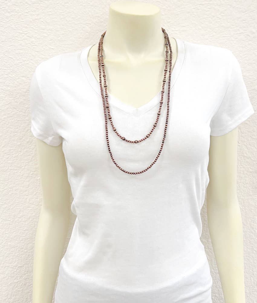 30" 2-strannd Copper Navajo Bead Necklace