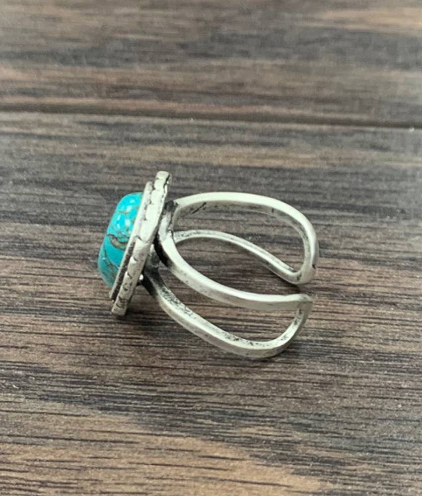 Turquoise Drop Adjustable Ring