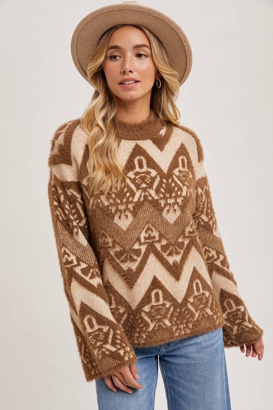 Aztec Mock Neck Sweater