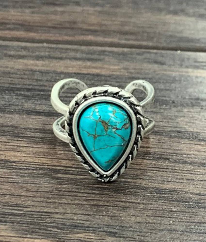 Turquoise Drop Adjustable Ring