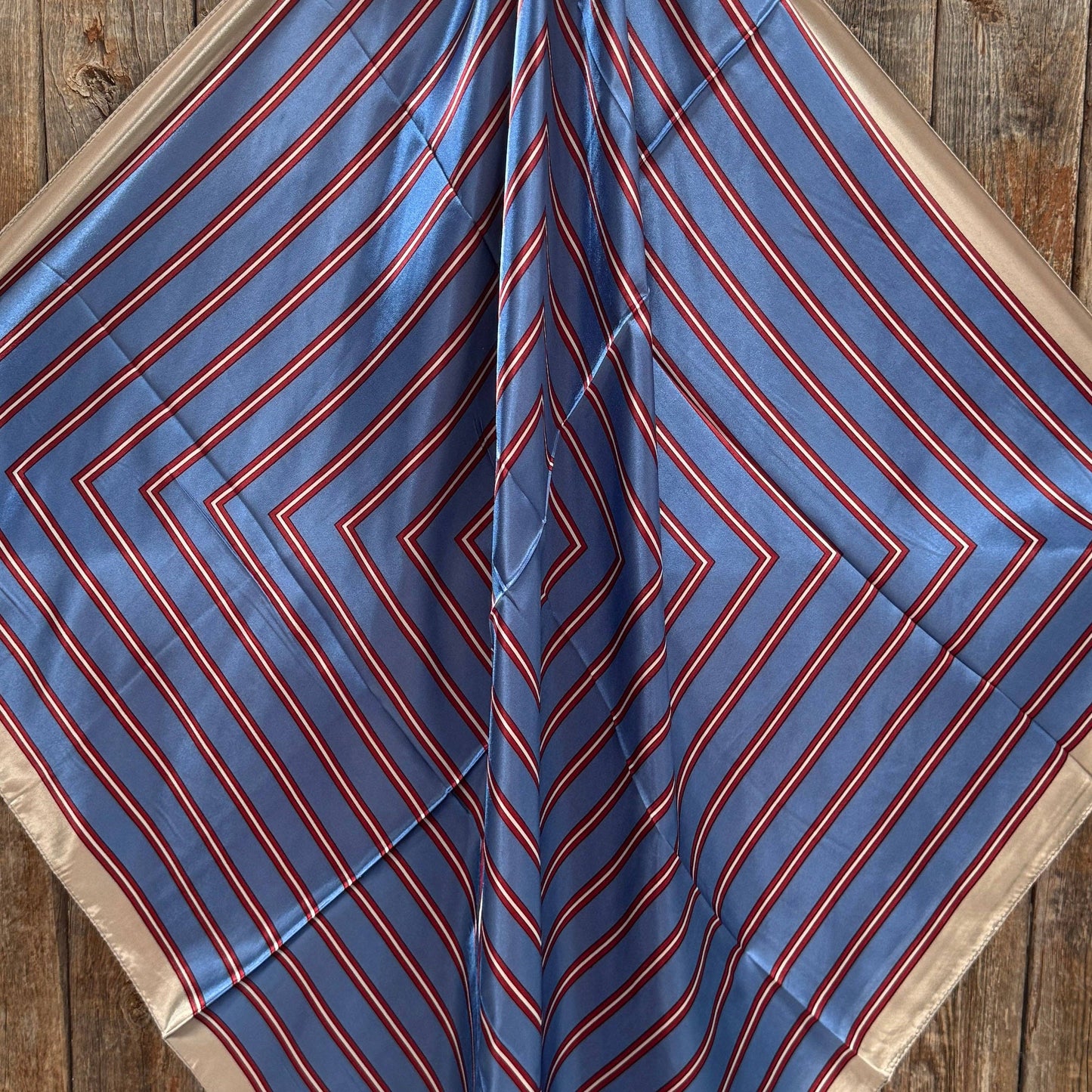 Blue and Burgundy Stripes Wild Rag