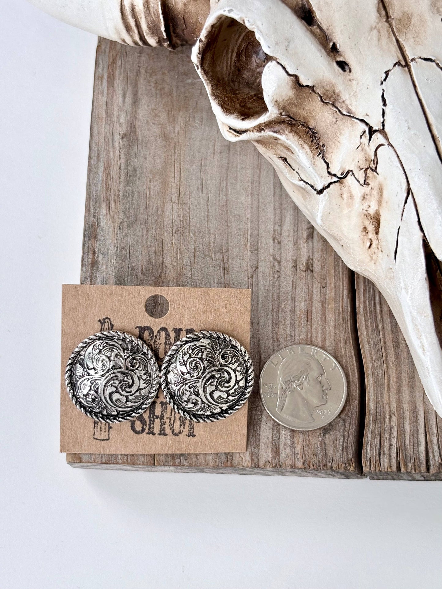 Western Style Round Stud Earrings