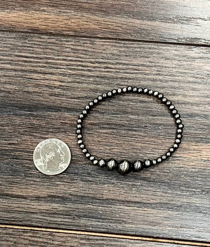 Polish Silver Bead Stretch Bracelet