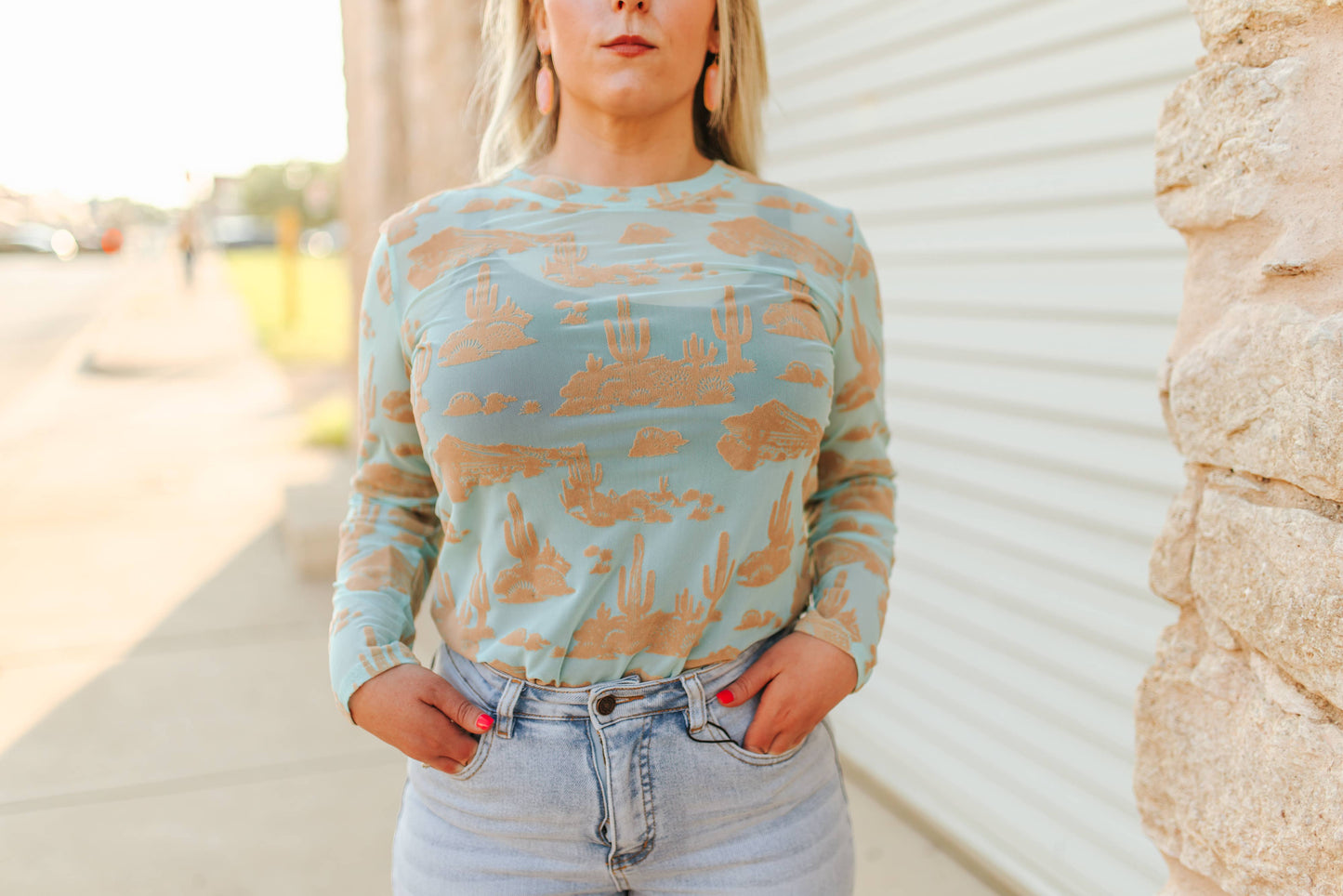 Light Blue Western Desert Mesh