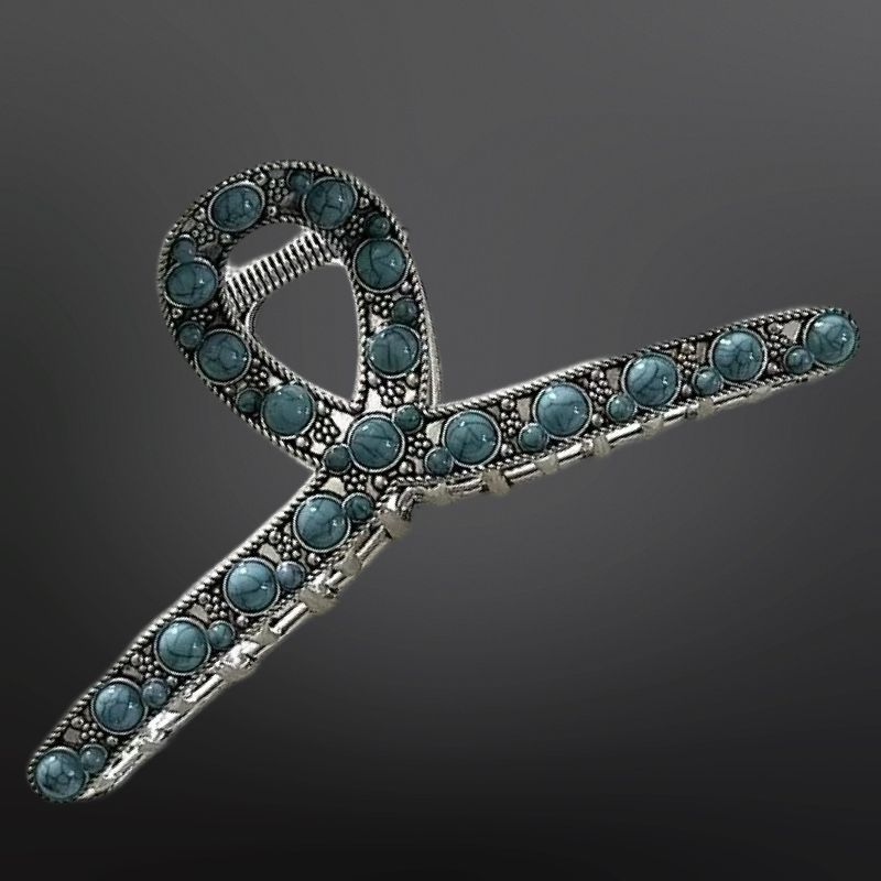 Turquoise Beaded Claw Clip