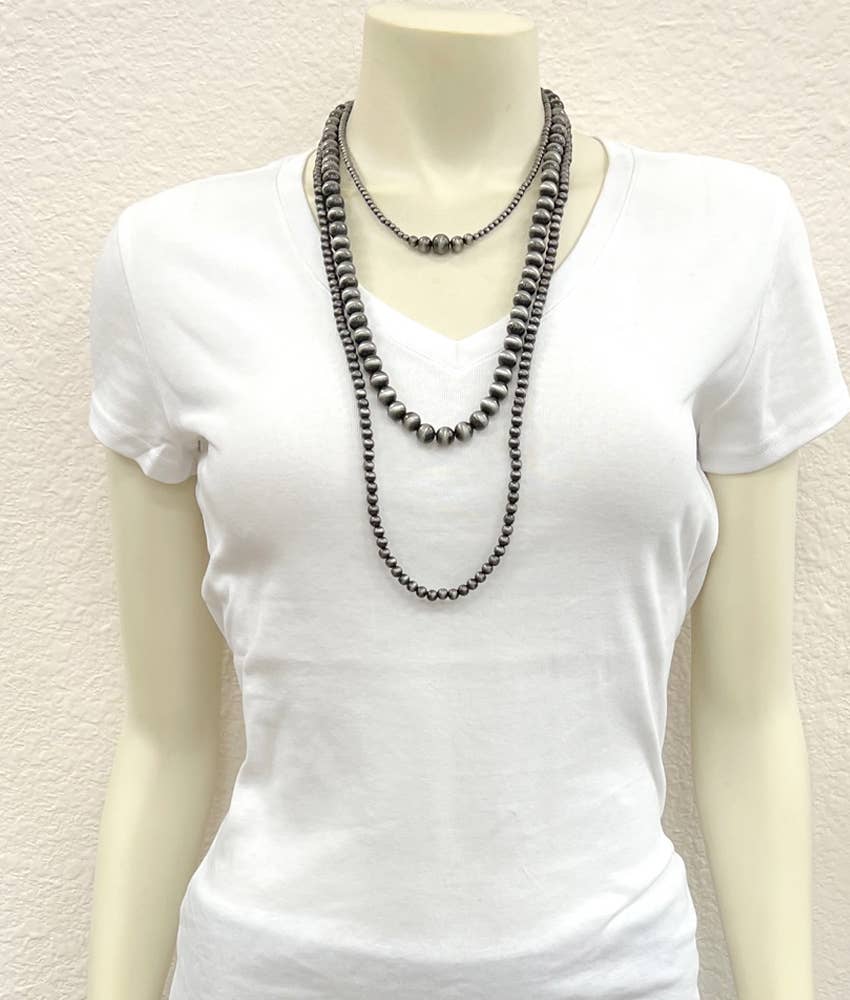 30" Silver Bead 3-Strand Necklace