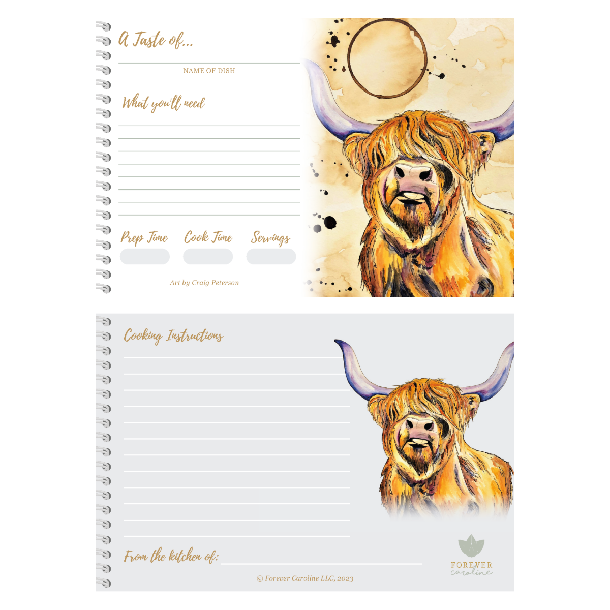 Highland Cow Recipe Card Set
