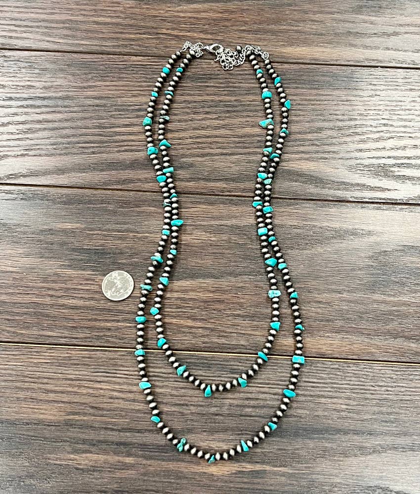 30" 2-strand 6mm Navajo, Chip Stone Necklace